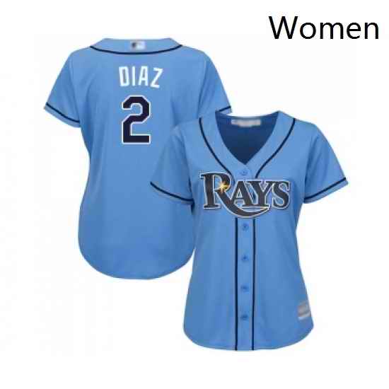 Womens Tampa Bay Rays 2 Yandy Diaz Replica Light Blue Alternate 2 Cool Base Baseball Jersey